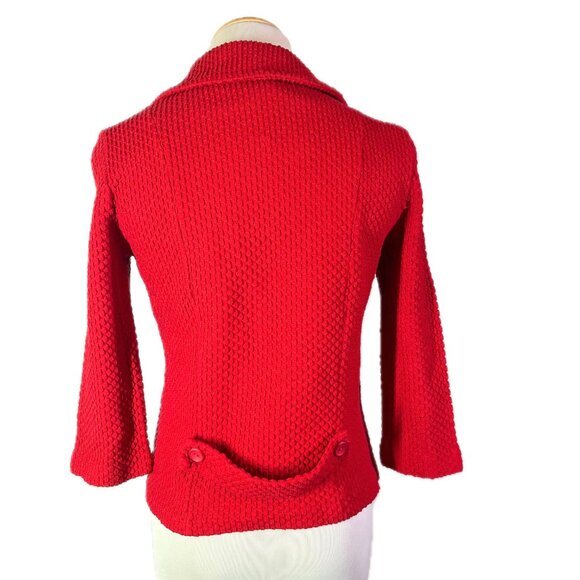 Vintage Beeline Fashions Size S? Red Double-Breasted Knit Cardigan Jacket - Picture 6 of 10